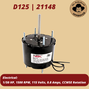 Fasco D125, Packard 40125, US Motors 9641 3.3" Multi-Functional Blower Fan Motor, 115V, 1/50HP, 1500 RPM, PH