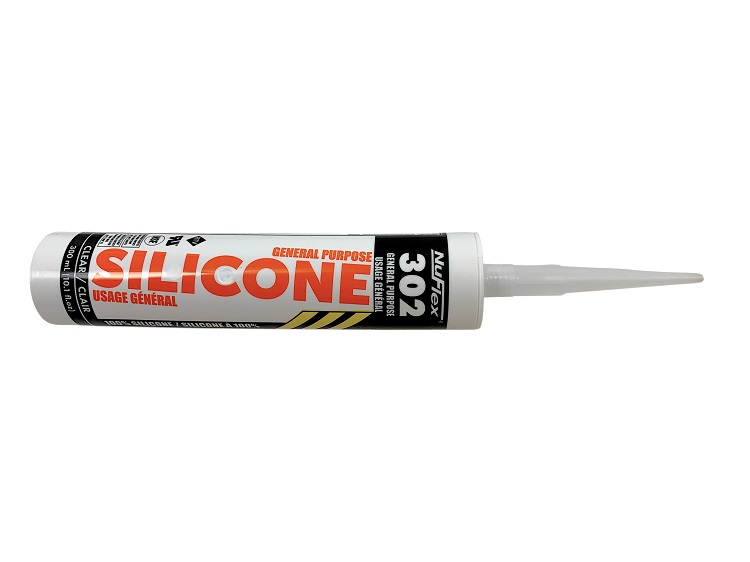 NuFlex 302 Medium Temperature 450 Degree Clear Silicone Sealant Adhesive, 10.2 oz - Image 2
