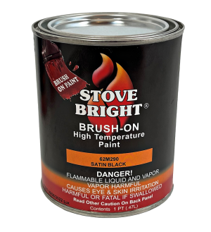 Stove Bright Satin Black, High Temperature Brush On Paint, 16oz